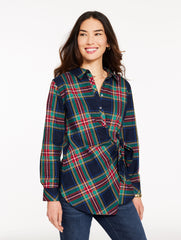 TIE FRONT POPLIN SHIRT - JOLLY TARTAN | Talbots outlet