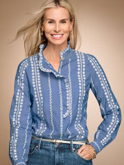 EMBROIDERED RUFFLE TOP | Talbots US