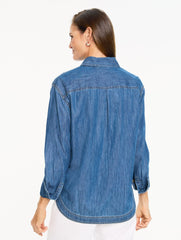 DENIM BOYFRIEND POPOVER- EDEN BLUE WASH | Talbots on sale
