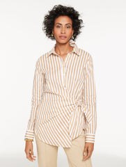 TIE FRONT POPLIN SHIRT - TRANQUIL STRIPE | Talbots for sale