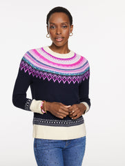 CREWNECK SWEATER - FLOAT FAIR ISLE YOKE | Talbots outlet