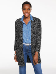 SNOW LEOPARD JACQUARD CARDIGAN | Talbots outlet