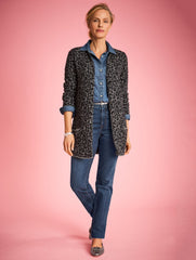 SNOW LEOPARD JACQUARD CARDIGAN | Talbots outlet