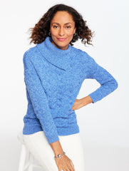 BASKETWEAVE SPLIT NECK SWEATER - MARL | Talbots for sale