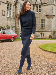 METALLIC CABLE KNIT TURTLENECK SWEATER | Talbots sale