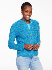 POINTELLE MOCKNECK CARDIGAN - MARL | Talbots sale