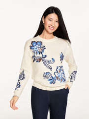 JACOBEAN JACQUARD CREWNECK SWEATER | Talbots for sale