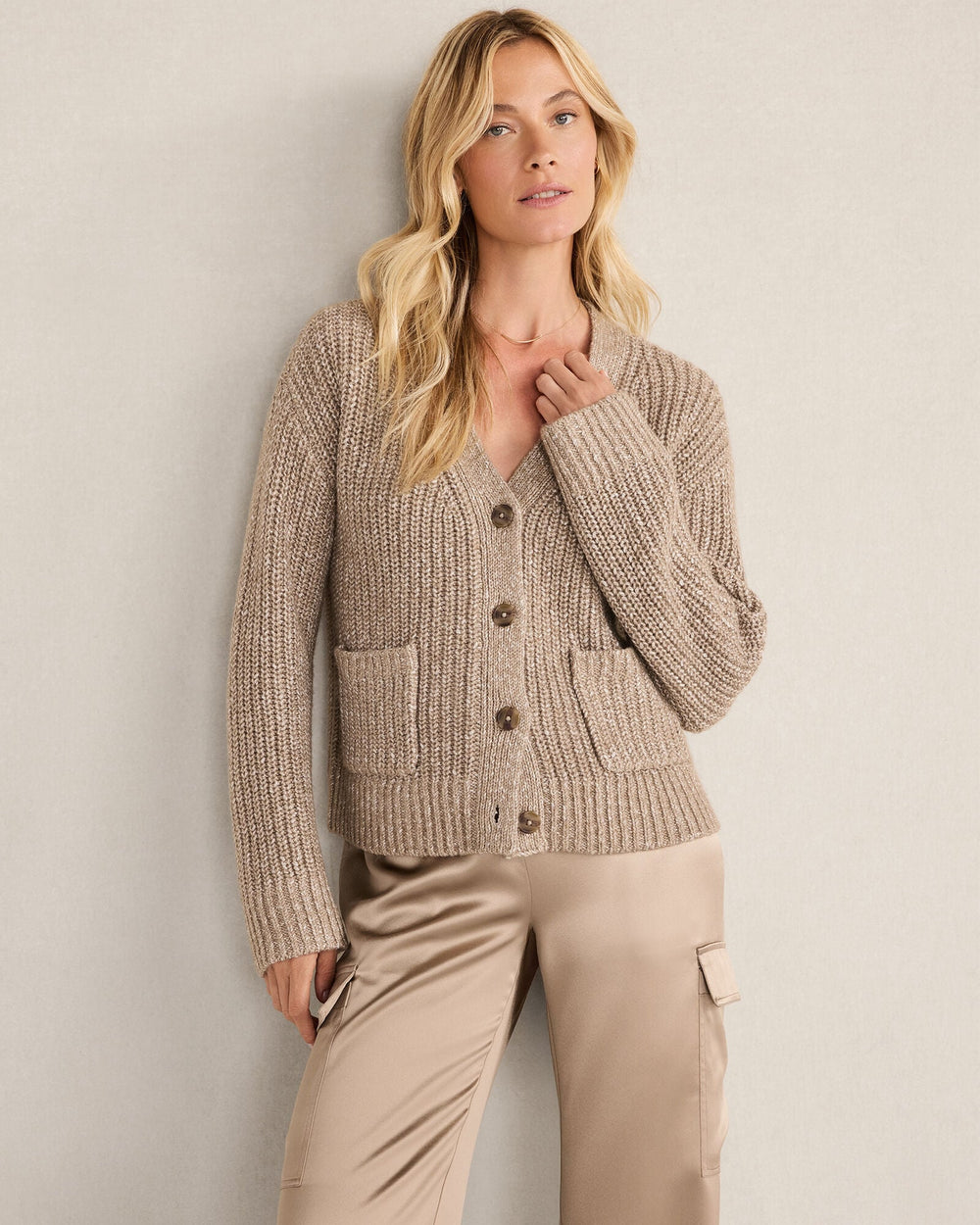 LUREX BLEND SHAKER STITCH CARDIGAN | Talbots discount
