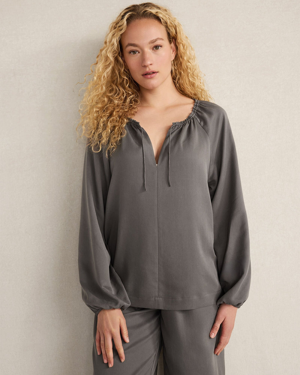 WASHED SPLIT NECK TOP | Talbots for sale