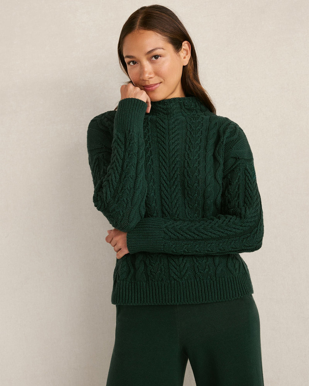 ORGANIC COTTON CABLE MOCKNECK SWEATER | Talbots for sale