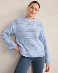 COTTON BLEND HORIZONTAL CABLE SWEATER | Talbots outlet