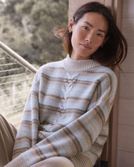 WOOL BLEND CABLE STRIPE CREWNECK SWEATER | Talbots near me