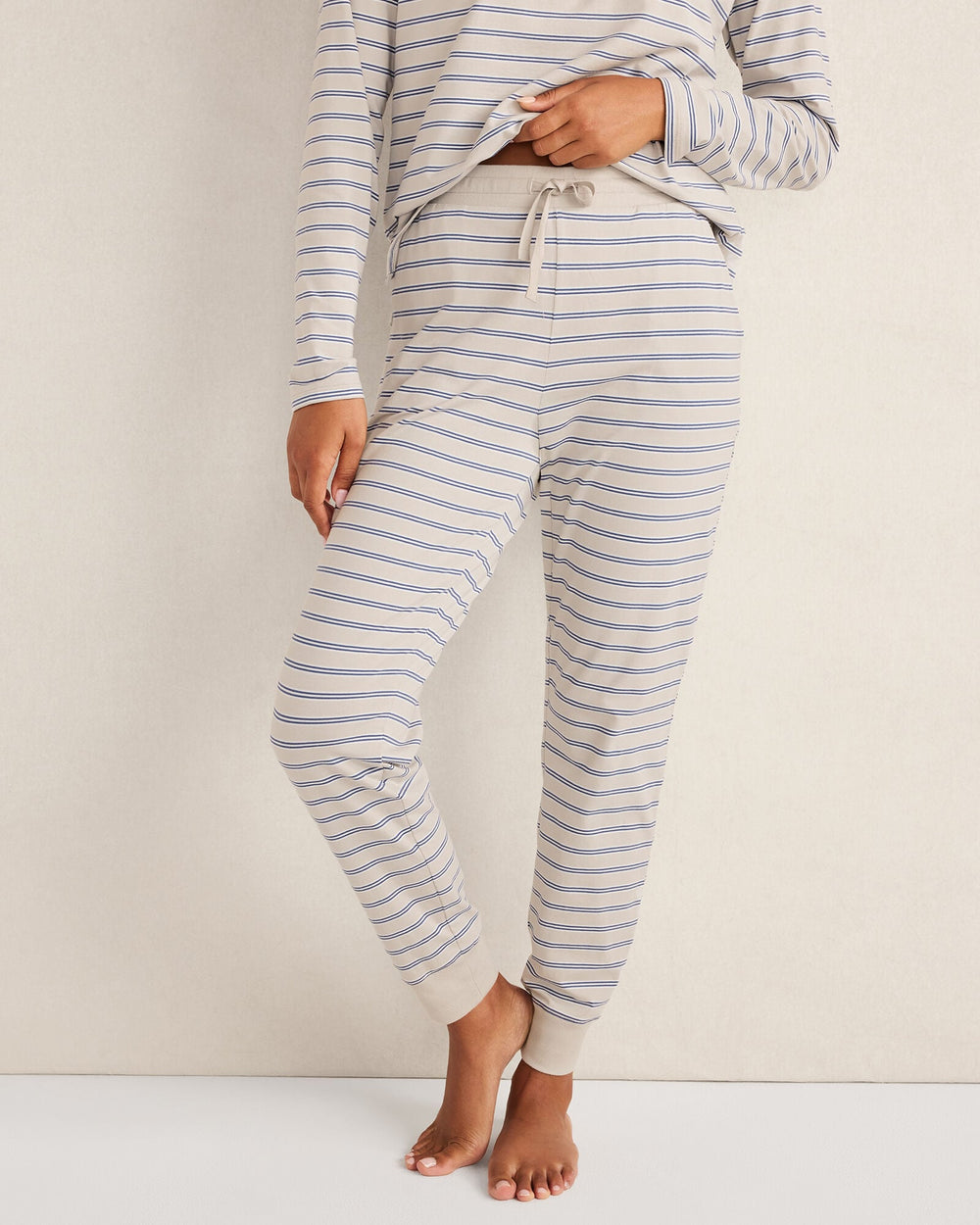 ORGANIC COTTON JERSEY STRIPE JOGGERS | Talbots for sale