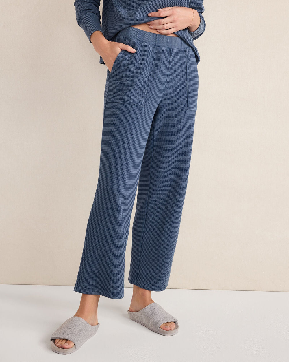 ORGANIC COTTON WAFFLE STRAIGHT LEG PANTS | Talbots outlet