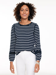 MODERN ROMANCE LACE TRIM TOP - LORELAI STRIPE | Talbots US
