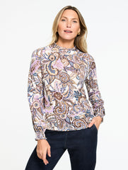 MOCKNECK KNIT BLOUSE - PAISLEY BOUQUET | Talbots on sale