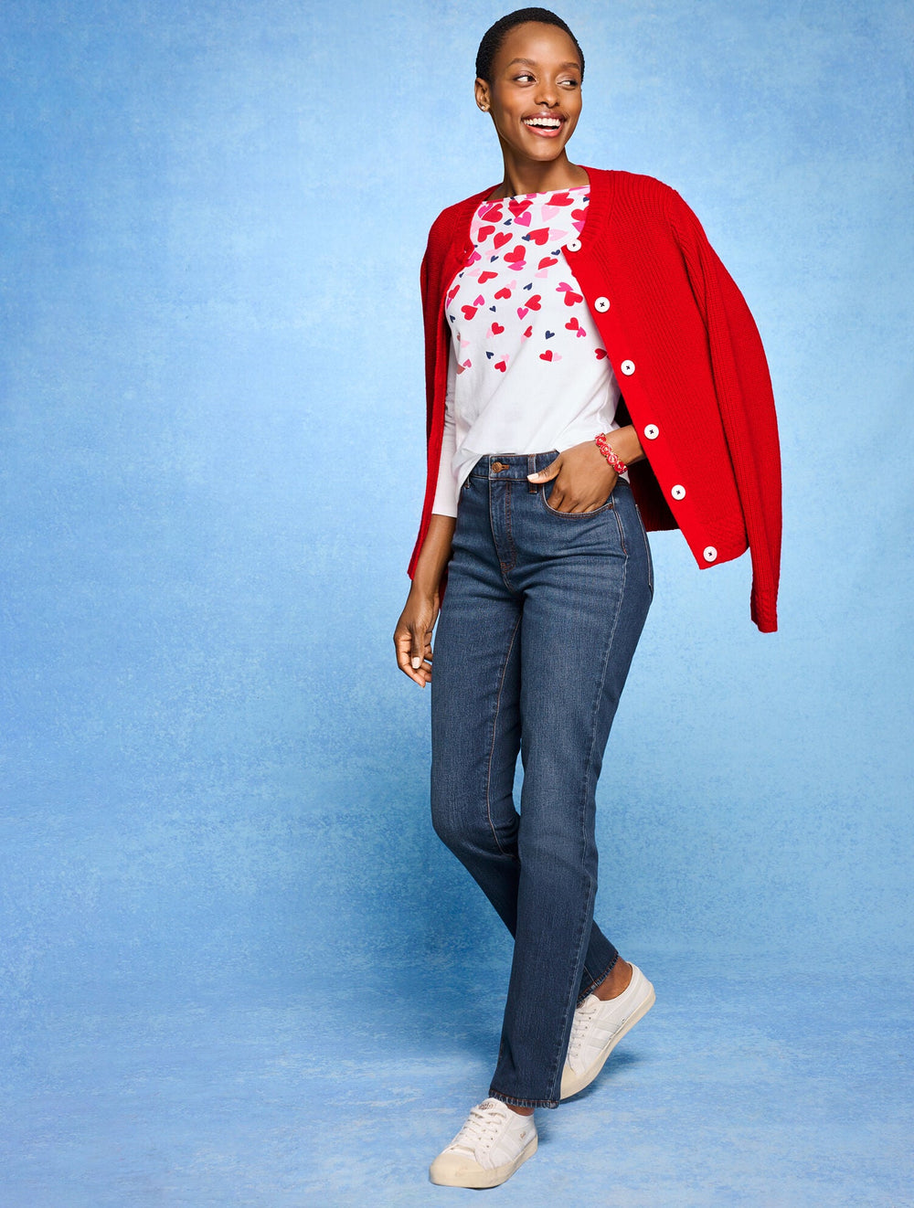 BATEAU NECK TEE - SCATTERED HEARTS | Talbots on sale