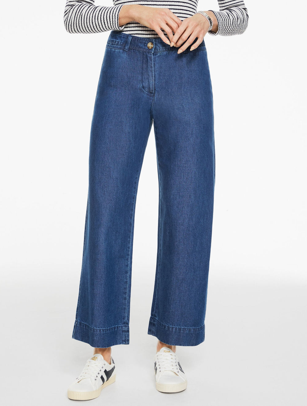 WIDE ANKLE PANTS - REFINED DENIM | Talbots discount