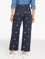 WIDE ANKLE HERITAGE TWILL PANTS - WANDERLUST STAMPS | Talbots US