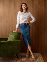 DENIM MIDI SKIRT - MIRAMAR WASH | Talbots sale