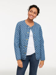QUILTED DENIM JACKET - IKAT MEDALLION | Talbots outlet