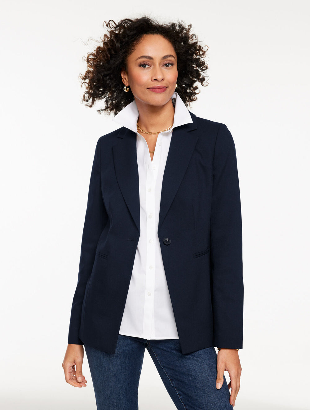 SINGLE BUTTON TWILL BLAZER | Talbots outlet