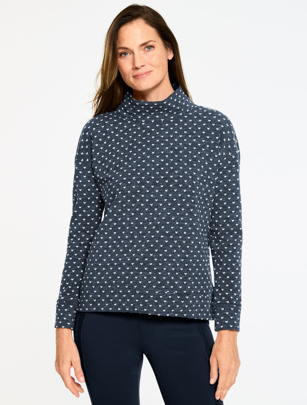 JACQUARD COWL-NECK PULLOVER - HEART DOT | Talbots for sale