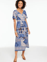 SHORT SLEEVE FIT & FLARE DRESS - CASABLANCA | Talbots for sale