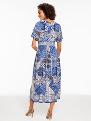 SHORT SLEEVE FIT & FLARE DRESS - CASABLANCA | Talbots for sale