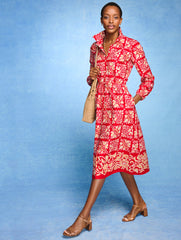MODERN POPLIN SHIRTDRESS - JACOBEAN BORDER | Talbots discount