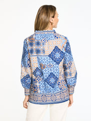 WATERCOLOR TILES POPLIN TOP | Talbots for sale