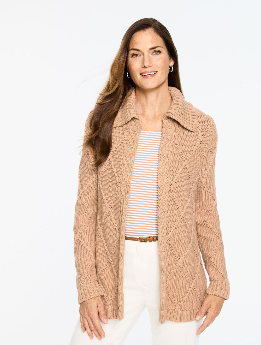 DIAMOND CABLE CARDIGAN | Talbots on sale
