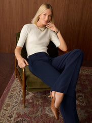ELBOW SLEEVE RIBBED CREWNECK SWEATER | Talbots for sale