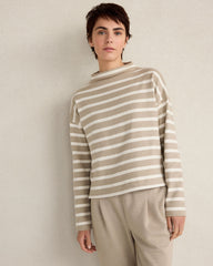 ORGANIC COTTON FUNNEL NECK STRIPED PULLOVER | Talbots on sale