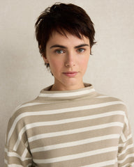 ORGANIC COTTON FUNNEL NECK STRIPED PULLOVER | Talbots on sale