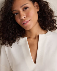 DOUBLE KNIT SPLIT NECK TOP | Talbots for sale