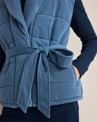 INDIGO COTTON TERRY QUILTED VEST | Talbots outlet