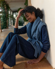 INDIGO COTTON TERRY QUILTED VEST | Talbots outlet