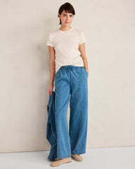 ORGANIC COTTON DENIM BARREL LEG PANTS | Talbots outlet