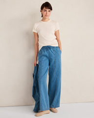 ORGANIC COTTON DENIM BARREL LEG PANTS | Talbots US