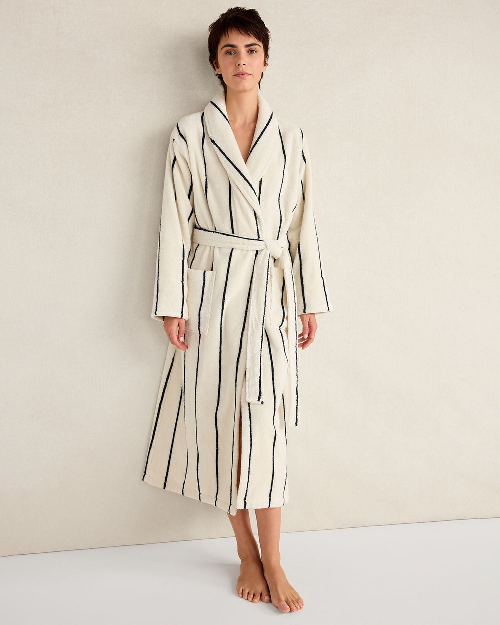PLUSH TERRY STRIPED ROBE + TOTE SET | Talbots on sale