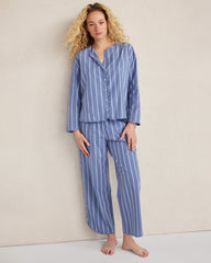 ORGANIC COTTON POPLIN PINSTRIPE PAJAMA TOP | Talbots on sale