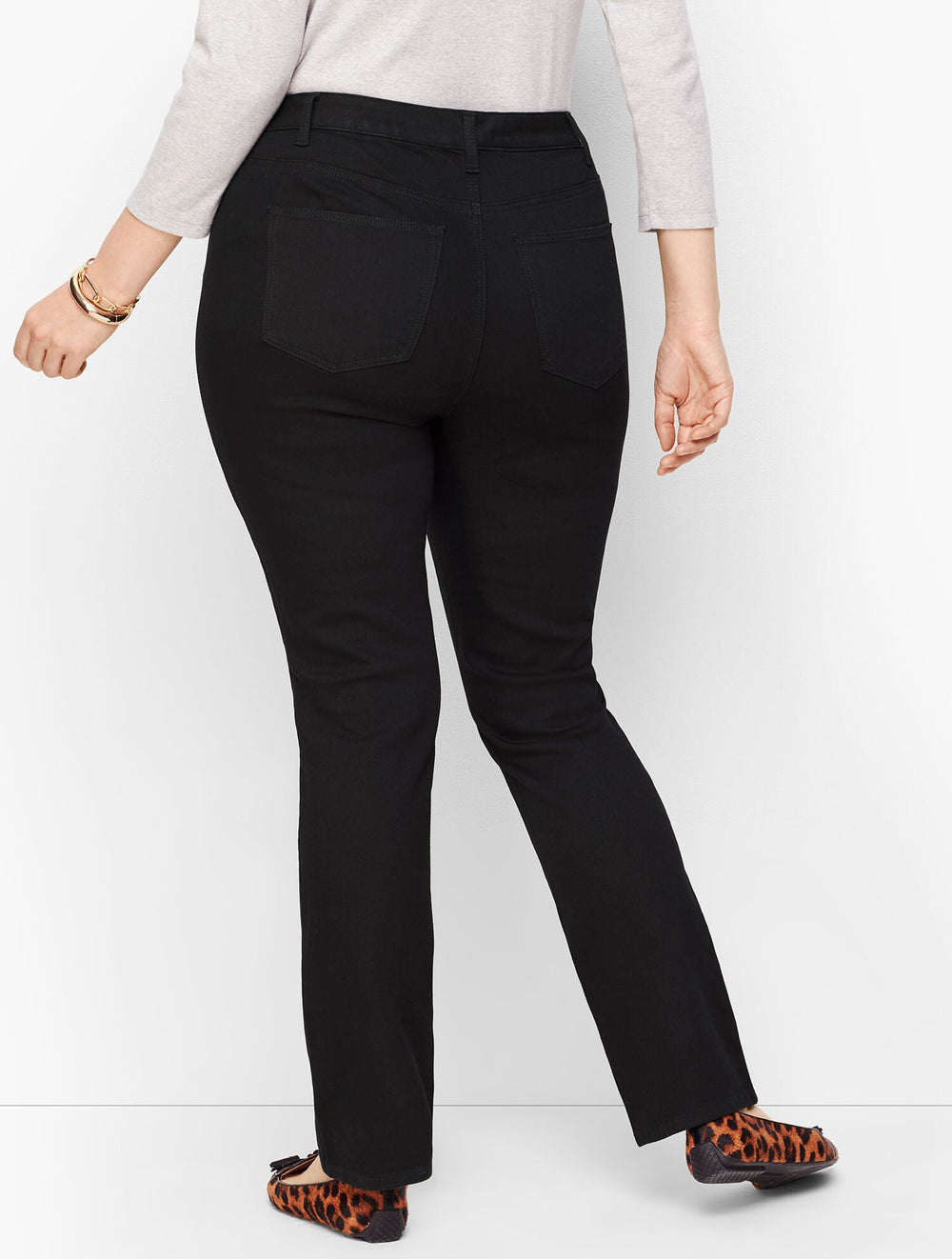 PLUS SIZE HIGH-WAIST STRAIGHT-LEG JEANS - BLACK | Talbots online