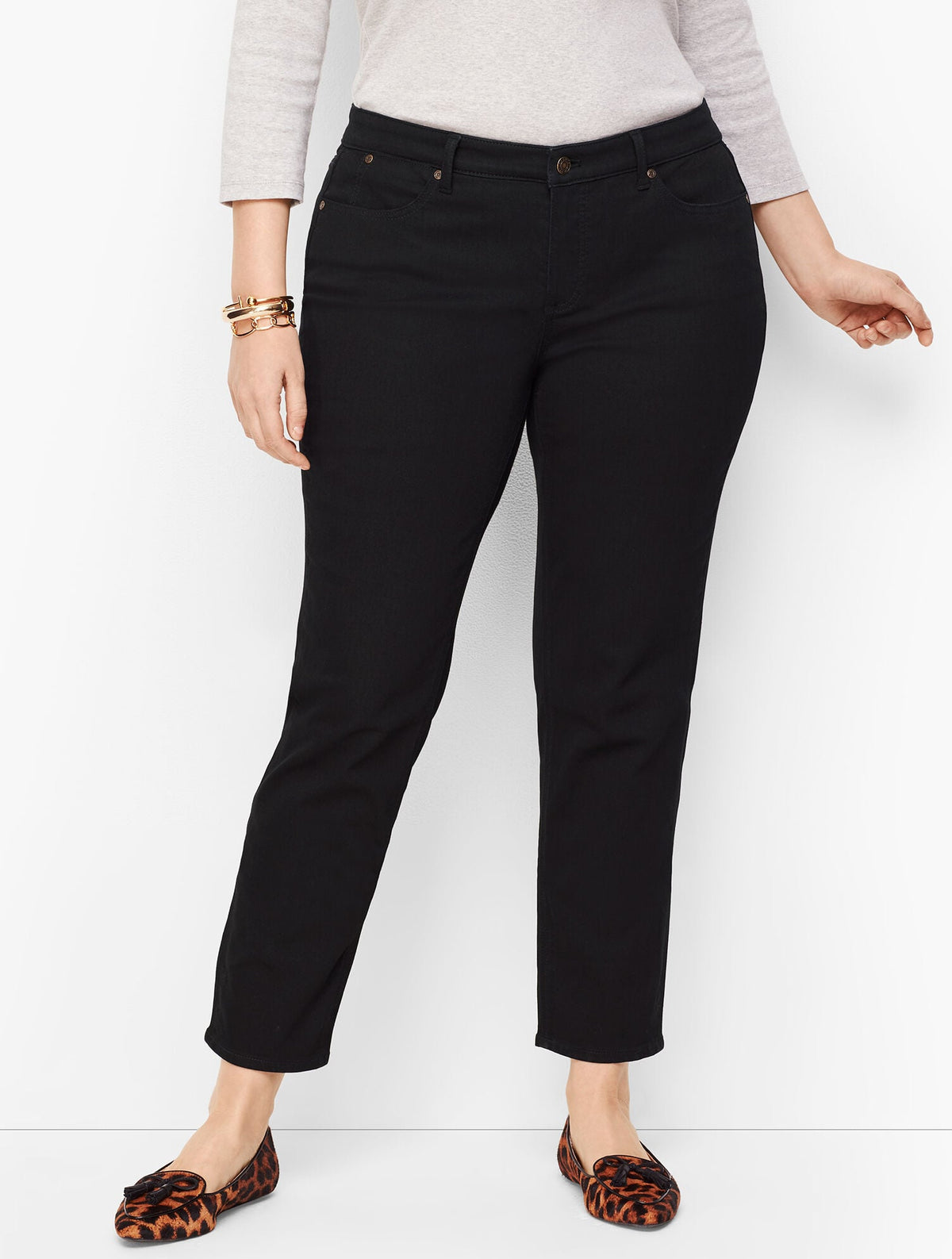 PLUS SIZE SLIM ANKLE JEANS - BLACK | Talbots outlet