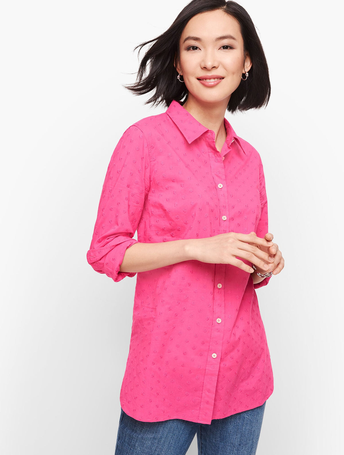 CLASSIC COTTON SHIRT - FLORAL DOT | Talbots on sale