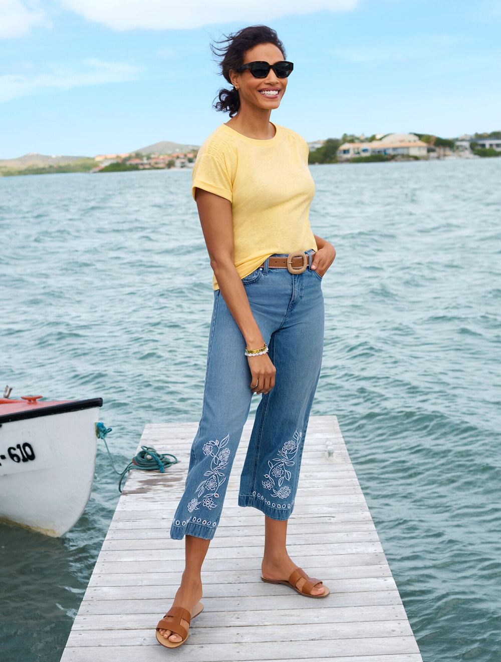 HANNAH VACHETTA LEATHER SLIDES | Talbots on sale