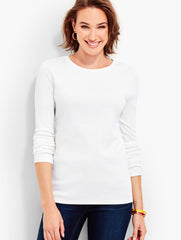 PIMA COTTON LONG-SLEEVE CREWNECK TEE | Talbots US