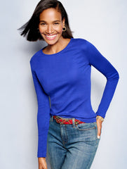 PIMA COTTON LONG-SLEEVE CREWNECK TEE | Talbots US