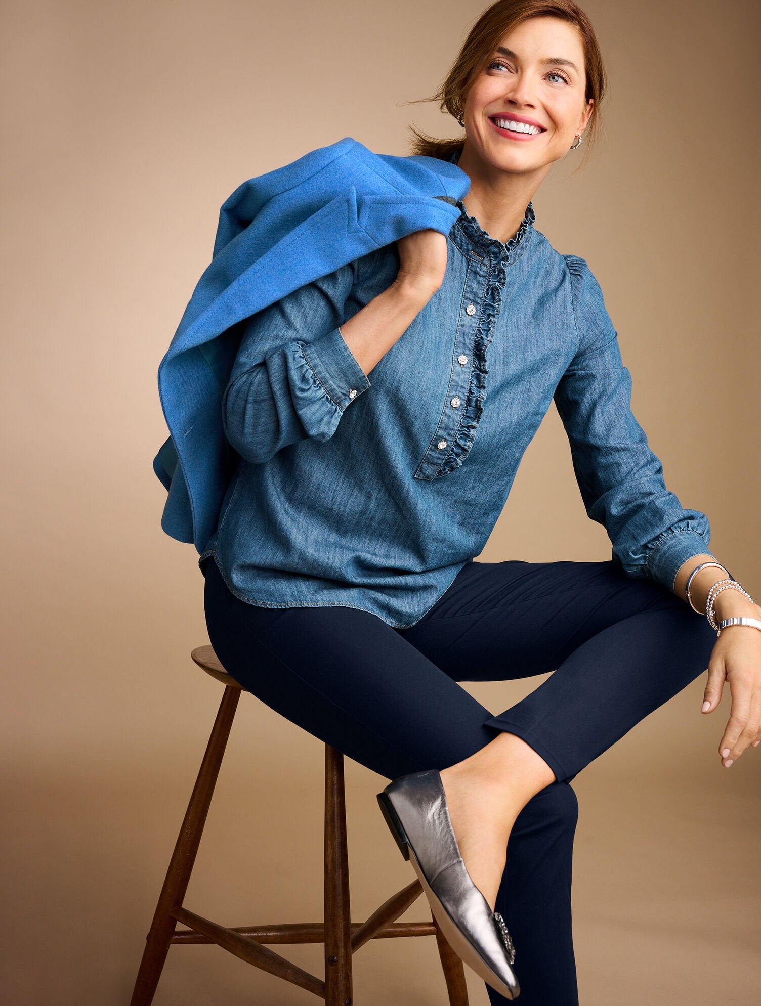 TALBOTS CHATHAM COTTON BI-STRETCH SLIM ANKLE PANTS - SOLID | Talbots online