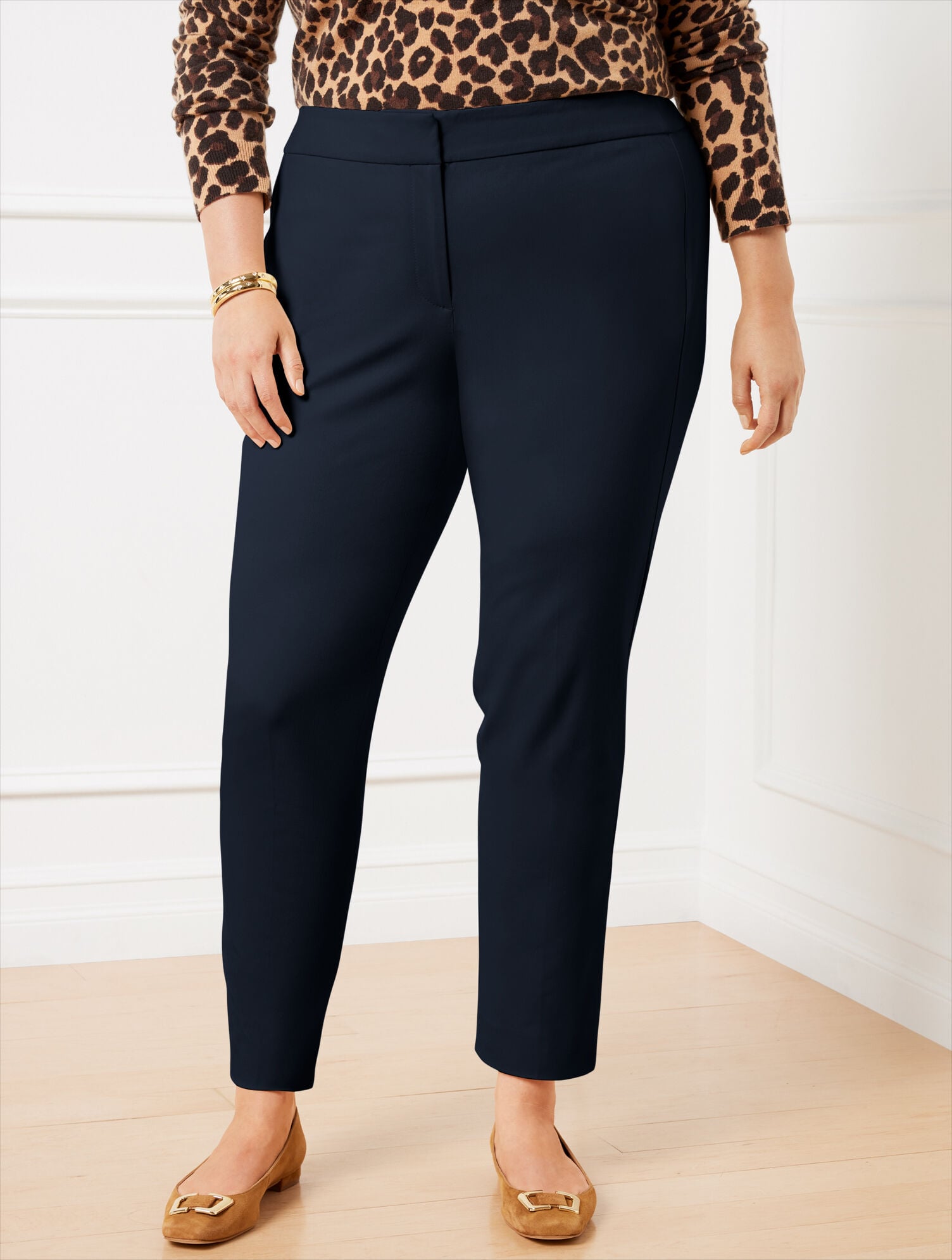 PLUS EXCLUSIVE TALBOTS CHATHAM COTTON BI-STRETCH SLIM ANKLE PANTS - SOLID - CURVY FIT | Talbots outlet